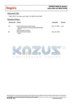 HY62SF16201A datasheet - 128Kx16bit full CMOS SRAM