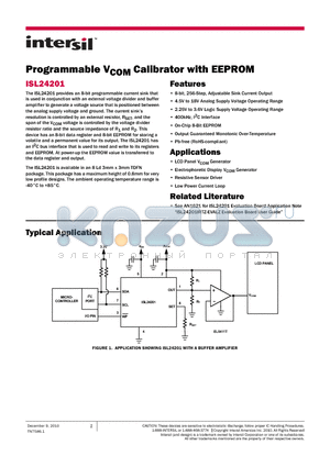 ISL24201 datasheet - Programmable VCOM Calibrator with EEPROM Pb-free (RoHS-compliant)