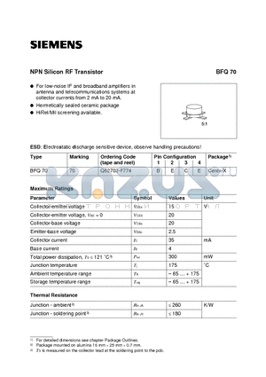 Q62702-F774 datasheet - NPN Silicon RF Transistor (For low-noise IF and broadband amplifiers in antenna and telecommunications systems at collector currents from 2mA to 20mA)