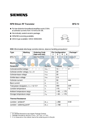 Q62702-F776 datasheet - NPN Silicon RF Transistor (For low-distortion broadband amplifiers up to 2 GHz at collector currents from 10 mA to 30 mA.)