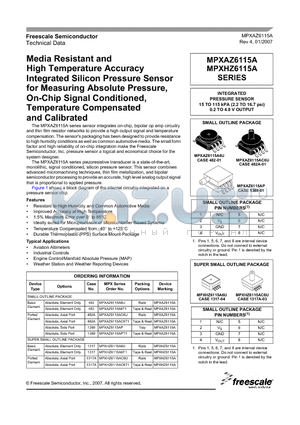 MPXAZ6115AC6U datasheet - Media Resistant and High Temperature Accuracy Integrated Silicon Pressure Sensor