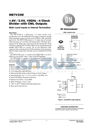 NB7V33MMNHTBG datasheet - 1.8V / 2.5V, 10GHz 4 Clock Divider with CML Outputs