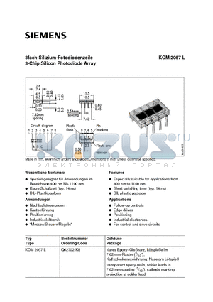 Q62702-K8 datasheet - 3fach-Silizium-Fotodiodenzeile 3-Chip Silicon Photodiode Array