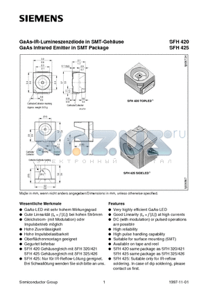 Q62702-P0330 datasheet - GaAs-IR-Lumineszenzdiode in SMT-Gehause GaAs Infrared Emitter in SMT Package