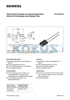 Q62702-P1051 datasheet - Silicon PIN Photodiode with Daylight Filter