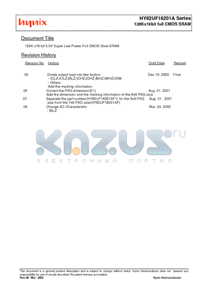 HY62UF16201A datasheet - 128Kx16bit full CMOS SRAM