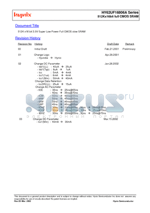 HY62UF16806A-SMI datasheet - 512Kx16bit full CMOS SRAM