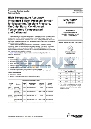 MPXH6250A datasheet - High Temperature Accuracy Integrated Silicon Pressure Sensor for Measuring Absolute Pressure