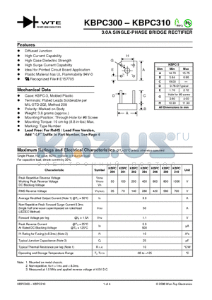 KBPC300 datasheet - 3.0A SINGLE-PHASE BRIDGE RECTIFIER