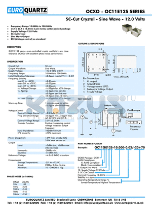 OC11E12S-10.000-0.2-20 datasheet - SC-Cut Crystal - Sine Wave - 12.0 Volts