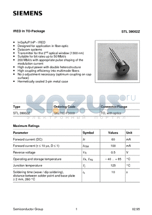 Q62702-P3009 datasheet - IRED in TO-Package