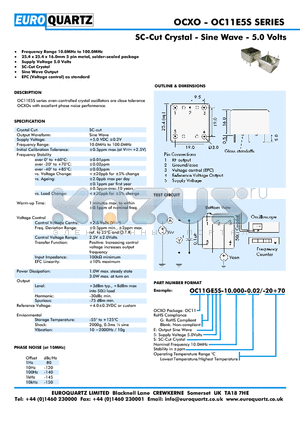 OC11E5S-10.000-0.2-20 datasheet - SC-Cut Crystal - Sine Wave - 5.0 Volts