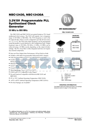 NBC12430A datasheet - 3.3V/5VProgrammable PLL  Synthesized Clock Generator