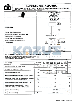 KBPC306G datasheet - SINGLE PHASE 3.0 AMPS. GLASS PASSIVATED BRIDGE RECTIFIERS