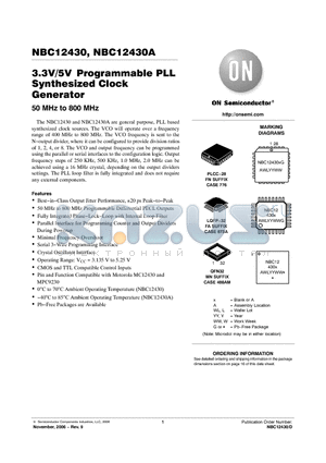 NBC12430AFN datasheet - 3.3V/5V Programmable PLL Synthesized Clock Generator