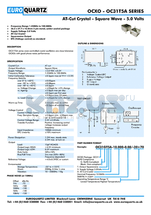 OC31E12A-10.000-0.08-20 datasheet - AT-Cut Crystal - Square Wave - 12.0 Volts