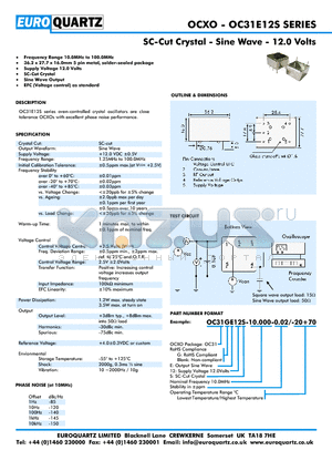 OC31E12S datasheet - SC-Cut Crystal - Sine Wave - 12.0 Volts