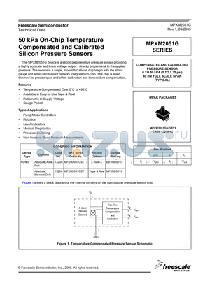 MPXM2051GST1 datasheet - 50 kPa On-Chip Temperature Compensated and Calibrated Silicon Pressure Sensors