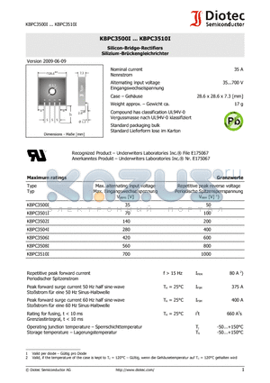 KBPC3500I datasheet - Silicon-Bridge-Rectifiers