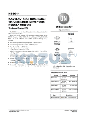 NBSG14 datasheet - 2.5V/3.3V SiGe Differential 1:4 Clock/Data Driver with RSECL Outputs