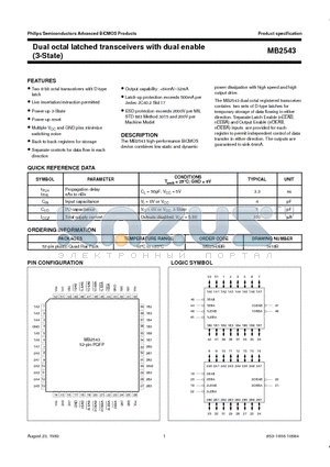 MB2543BB datasheet - Dual octal latched transceivers with dual enable 3-State