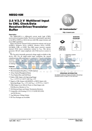 NBSG16MMN datasheet - 2.5 V/3.3 VMultilevel Input to CML Clock/Data Receiver/Driver/Translator Buffer