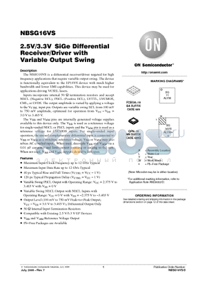 NBSG16VSBAR2 datasheet - 2.5V/3.3V SiGe Differential Receiver/Driver with Variable Output Swing