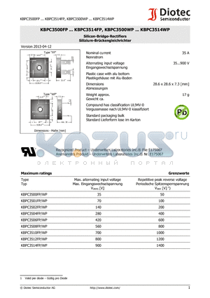 KBPC3501FP/WP datasheet - Silicon-Bridge-Rectifiers