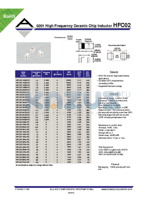 HFC02 datasheet - High Frequency Ceramic Chip Inductor