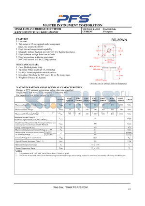 KBPC3501NW datasheet - SINGLE-PHASE BRIDGE RECTIFIER