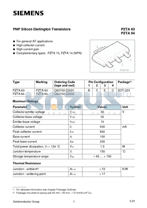 Q62702-Z2032 datasheet - PNP Silicon Darlington Transistors