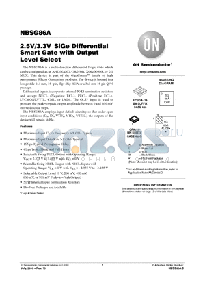 NBSG86A datasheet - 2.5V/3.3V SiGe Differential Smart Gate with Output Level Select