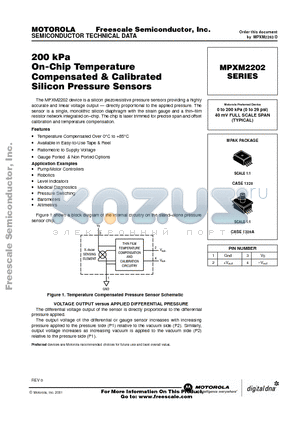 MPXM2202DT1 datasheet - 200 KPA ON CHIP TEMPERATURE COMPENSATED & CALIBRATED SILICON PRESSURE SENSORS