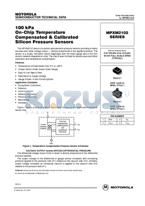 MPXM2102AT1 datasheet - 100 kpa  ON - CHIP TEMPERATURE COMPENSATED AND CALIBRATED SILICON PRESSURE SENSORS