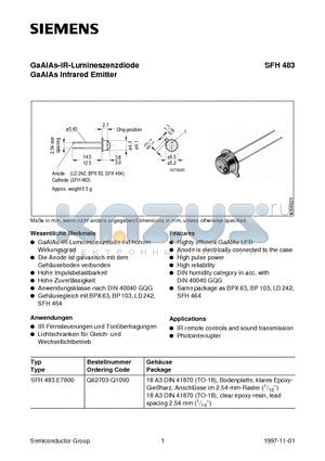 Q62703-Q1090 datasheet - GaAlAs-IR-Lumineszenzdiode GaAlAs Infrared Emitter