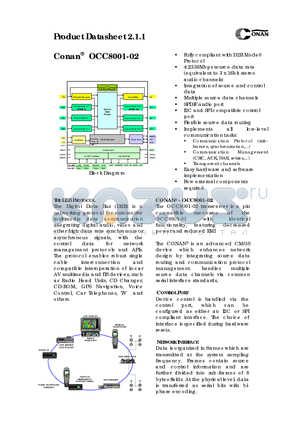 OCC8001-02 datasheet - The OCC8001-02 transceiver is a pin compatible successor of the OCC8001-01 with identical functionality,