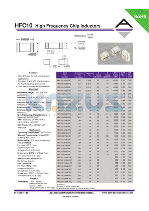 HFC10-18NK-RC datasheet - High Frequency Chip Inductors