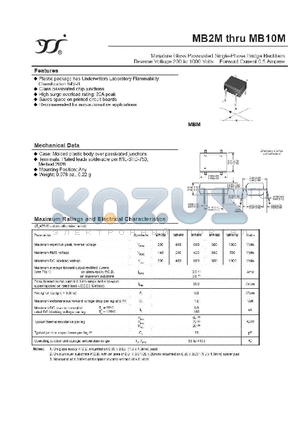 MB2M datasheet - Miniature Glass Passivated Single-Phase Bridge Rectifiers Revers Voltage 200 to 1000 Volts Forward Current 0.5 Ampere