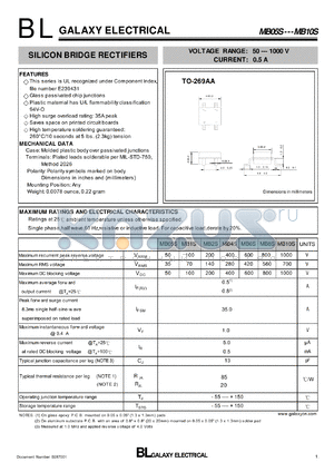 MB2S datasheet - SILICON BRIDGE RECTIFIERS