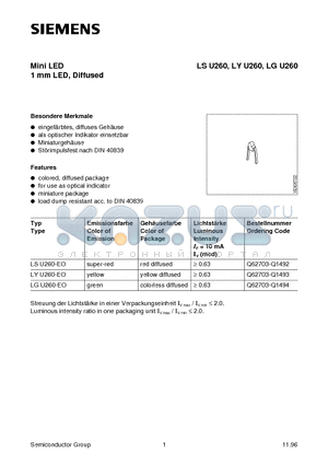 Q62703-Q1493 datasheet - Mini LED 1 mm LED, Diffused