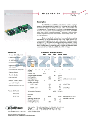 M15A-5S2.6 datasheet - full-featured set of non-isolated, very highefficiency, board-level power modules