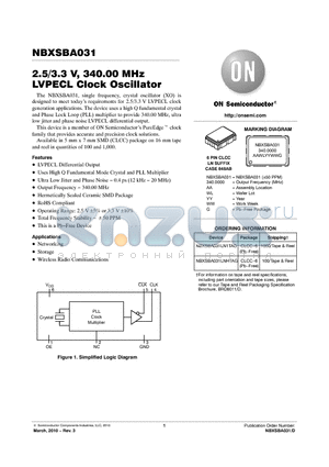 NBXSBA031LNHTAG datasheet - 2.5/3.3 V, 340.00 MHz LVPECL Clock Oscillator