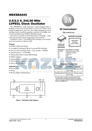 NBXSBA045LNHTAG datasheet - 2.5/3.3 V, 345.00 MHz LVPECL Clock Oscillator