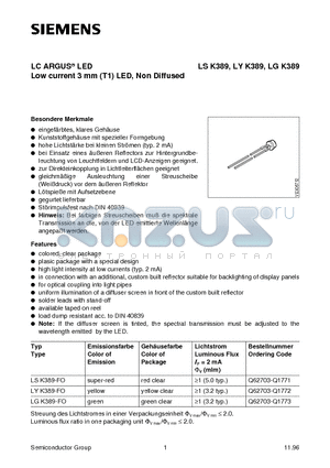 Q62703-Q1771 datasheet - LC ARGUS LED Low current 3 mm T1 LED, Non Diffused