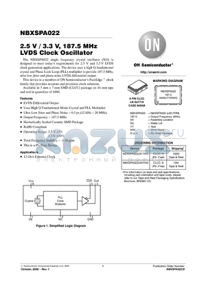 NBXSPA022LNHTAG datasheet - 2.5 V / 3.3 V, 187.5 MHz LVDS Clock Oscillator