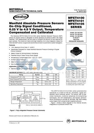 MPXT4100 datasheet - X-ducer SILICON PRESSURE SENSORS