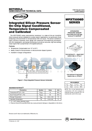 MPXT5006D datasheet - INTEGRATED PRESSURE SENSOR