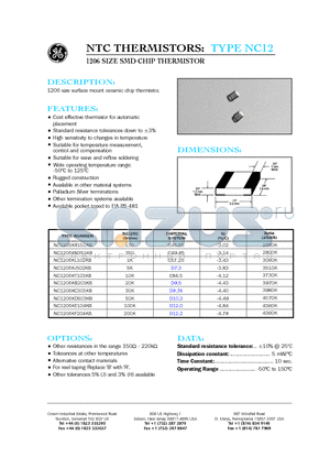 NC1206KD503KB datasheet - SMD CHIP THERMISTOR