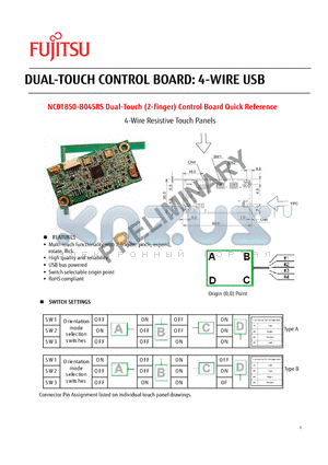 NC01850-B045RS datasheet - Dual-Touch (2-finger) Control Board Quick Reference : 4-WIRE USB