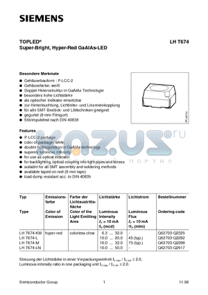 Q62703-Q2282 datasheet - TOPLED Super-Bright, Hyper-Red GaAIAs-LED